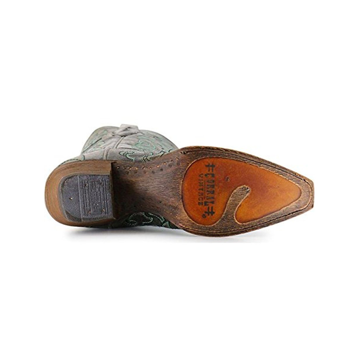 Outsole of Corral Boots Women's Turquoise Embroidery Snip Toe Western Boot