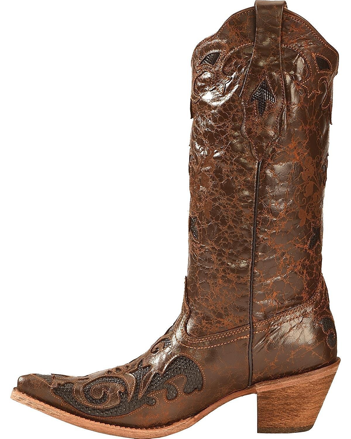 Alternate Side Profile of Corral Boots Women's Lizard Inlay Pointed Toe Western Boot