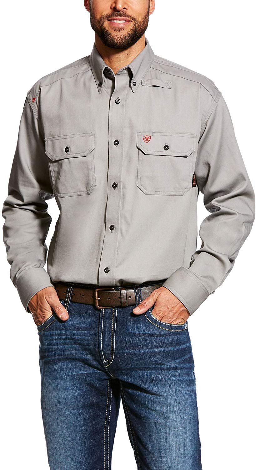 Ariat Men's FR Solid Work Shirt in Silver Fox