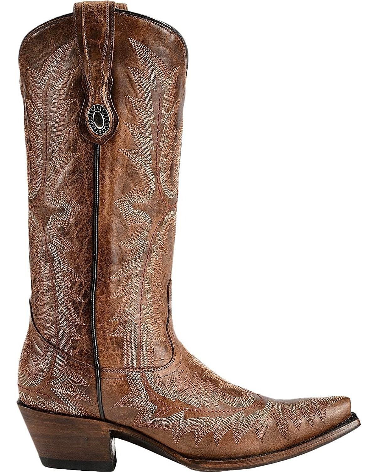 Side Profile of Corral Boots Women's Picasso Cognac Snip Toe Western Boot