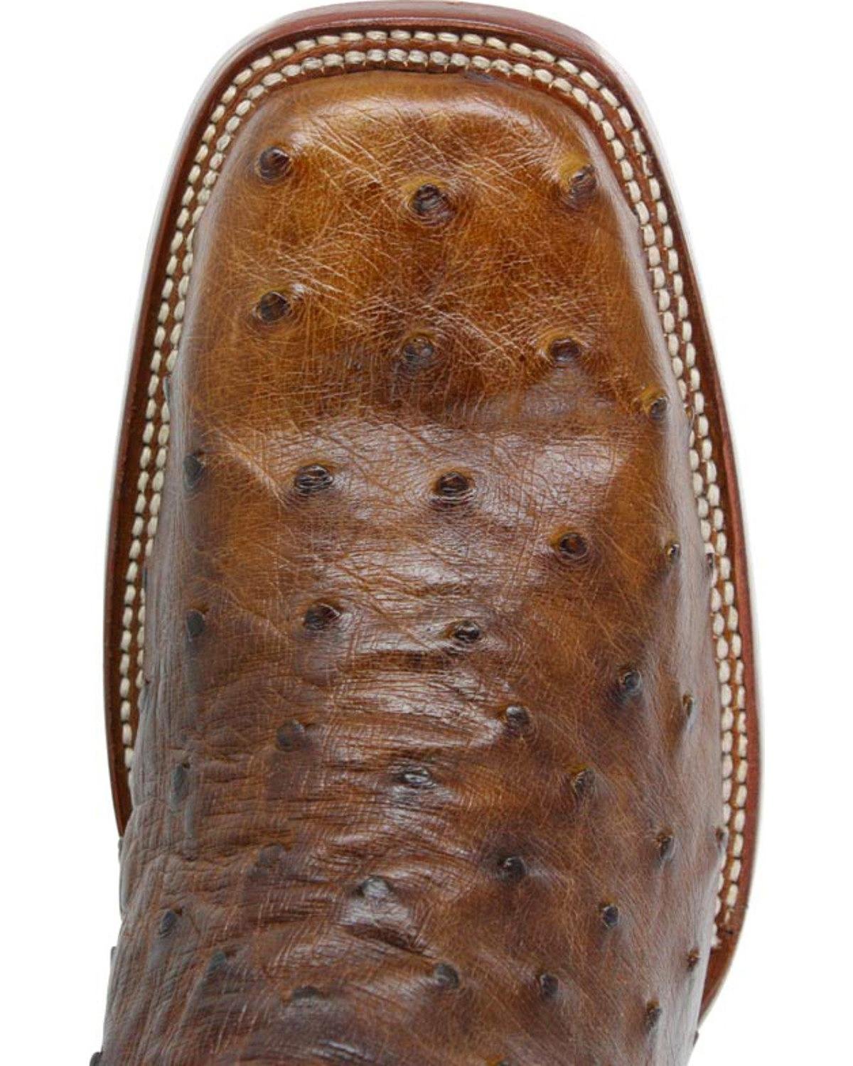 Close-up of Toe Box of Corral Boots Men's Cango Tobacco Full Quill Ostrich Cowboy Boot
