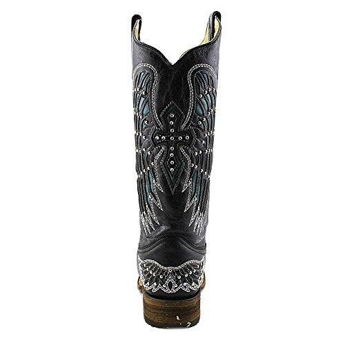 Back View of Corral Boots Women's Cross & Wings Square Toe Western Boot