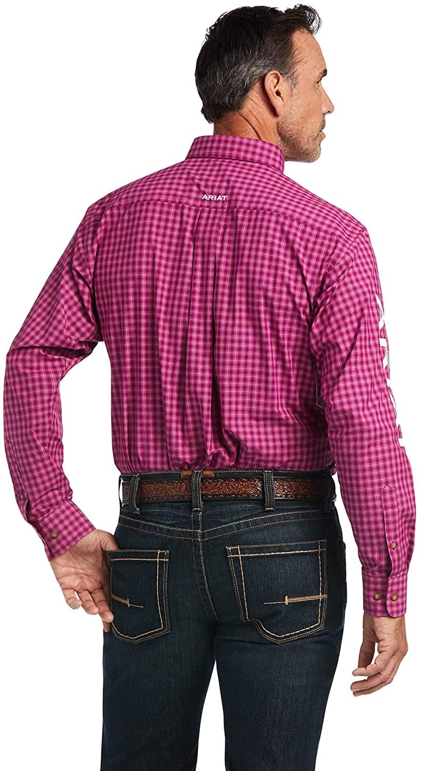Back of Ariat Men's Pro Series Team Classic Fit Shirt in Tarleton Imperial Violet
