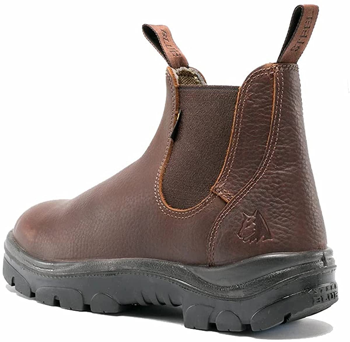 Alternate Angled Back View of Steel Blue Hobart - Romeo Work Boot in Oak