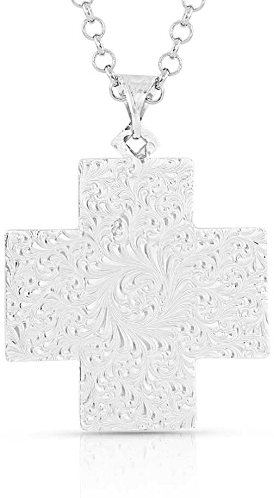 Back of Montana Silversmiths Women's Signature Necklace Cross With Turquoise Design Pendant