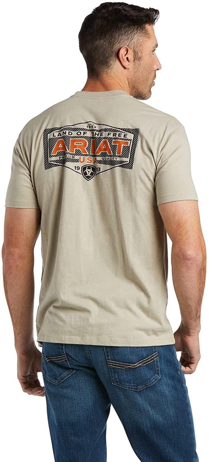 Back of Ariat Men's Land of the Free T-Shirt in Lands/Khaki