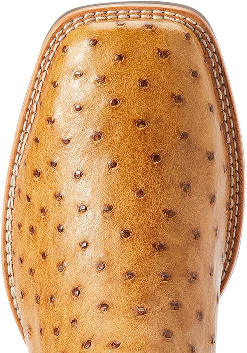 Toe Box of Ariat Men's Dagger Western Boot in Antique Saddle Full Quill Ostrich