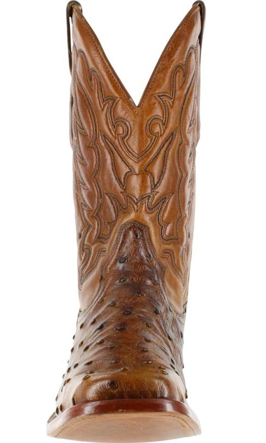 Front View of Corral Boots Men's Cango Tobacco Full Quill Ostrich Cowboy Boot