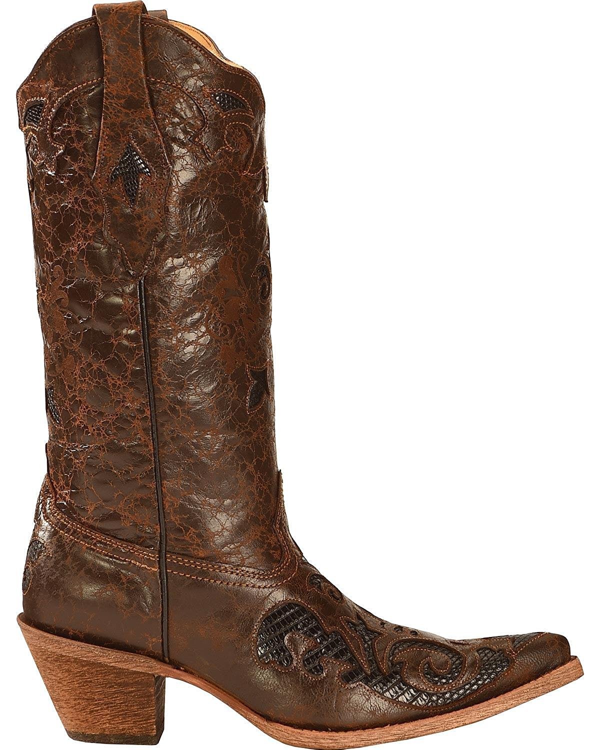 Side Profile of Corral Boots Women's Lizard Inlay Pointed Toe Western Boot