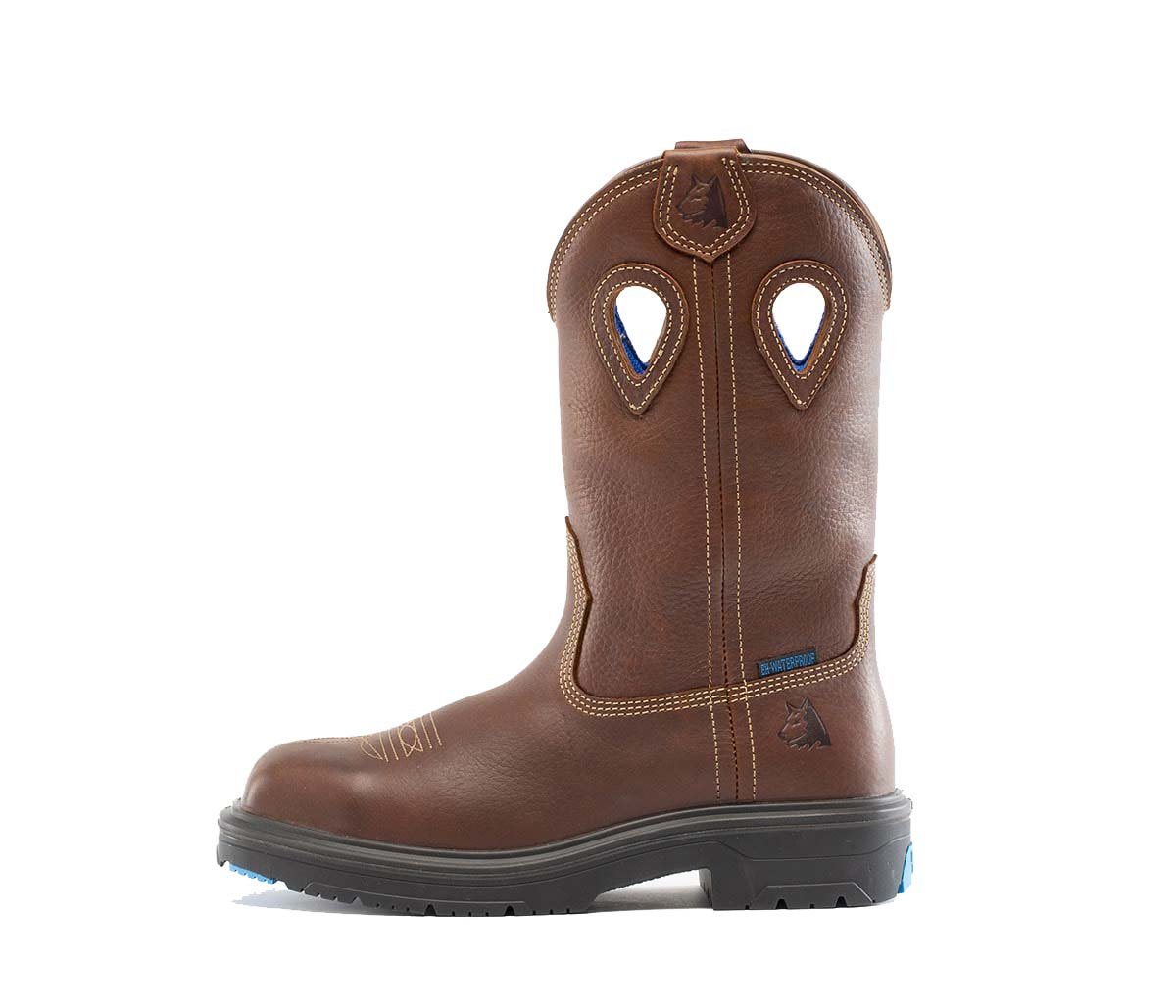 Side of Steel Blue - Blue Heeler Met Safety Boot in Brown