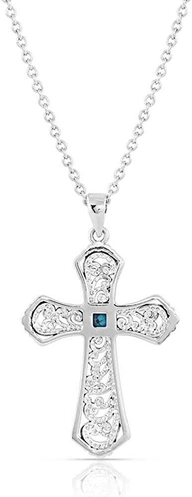 Back of Montana Silversmiths Women's Signature Necklace With Cross Pendant and Turquoise Detail