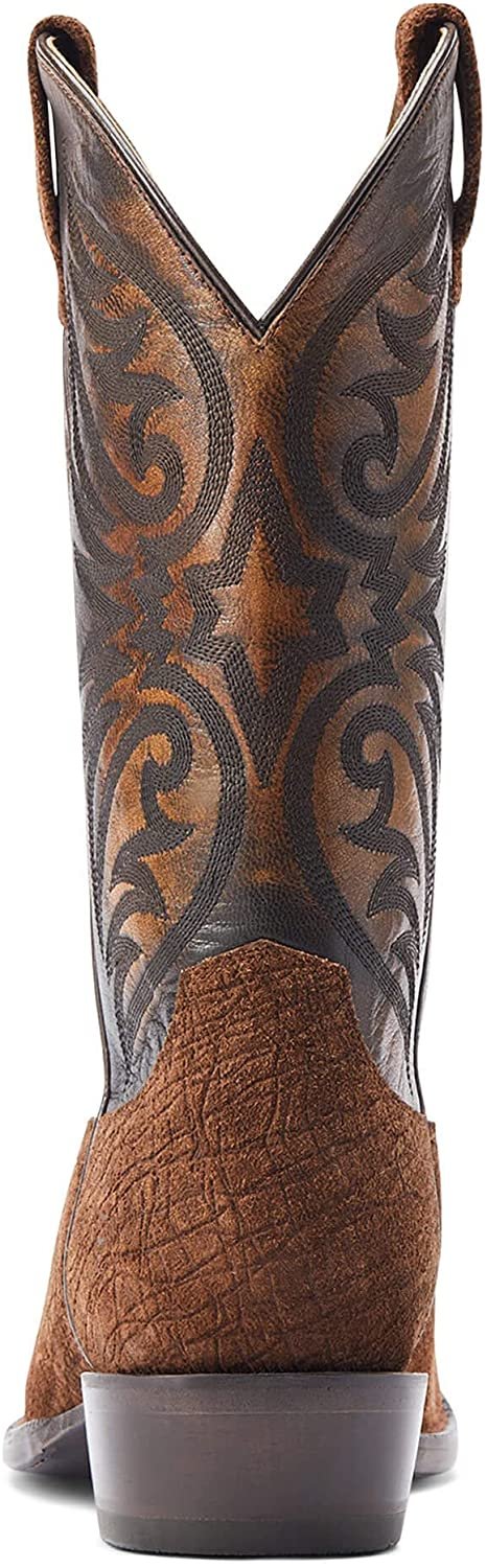 Back of Ariat Men's Bankroll Western Boot in Hippo Tan Suede