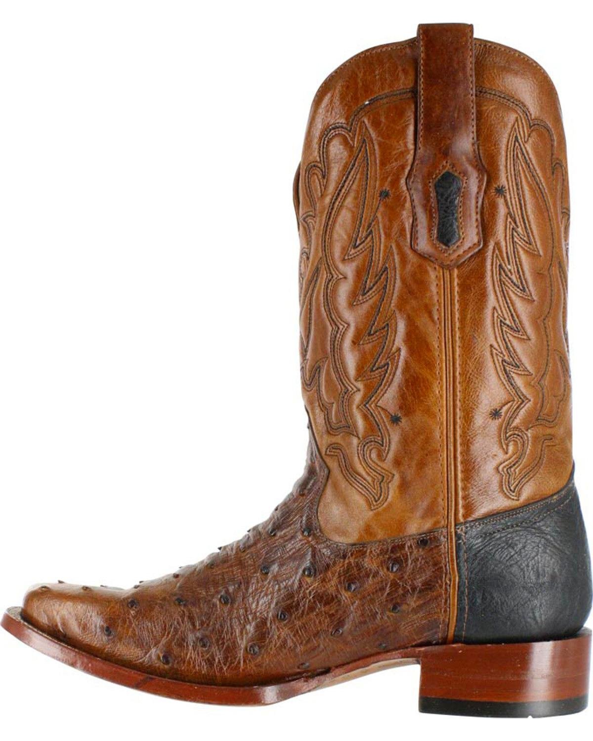 Side Profile of Corral Boots Men's Cango Tobacco Full Quill Ostrich Cowboy Boot