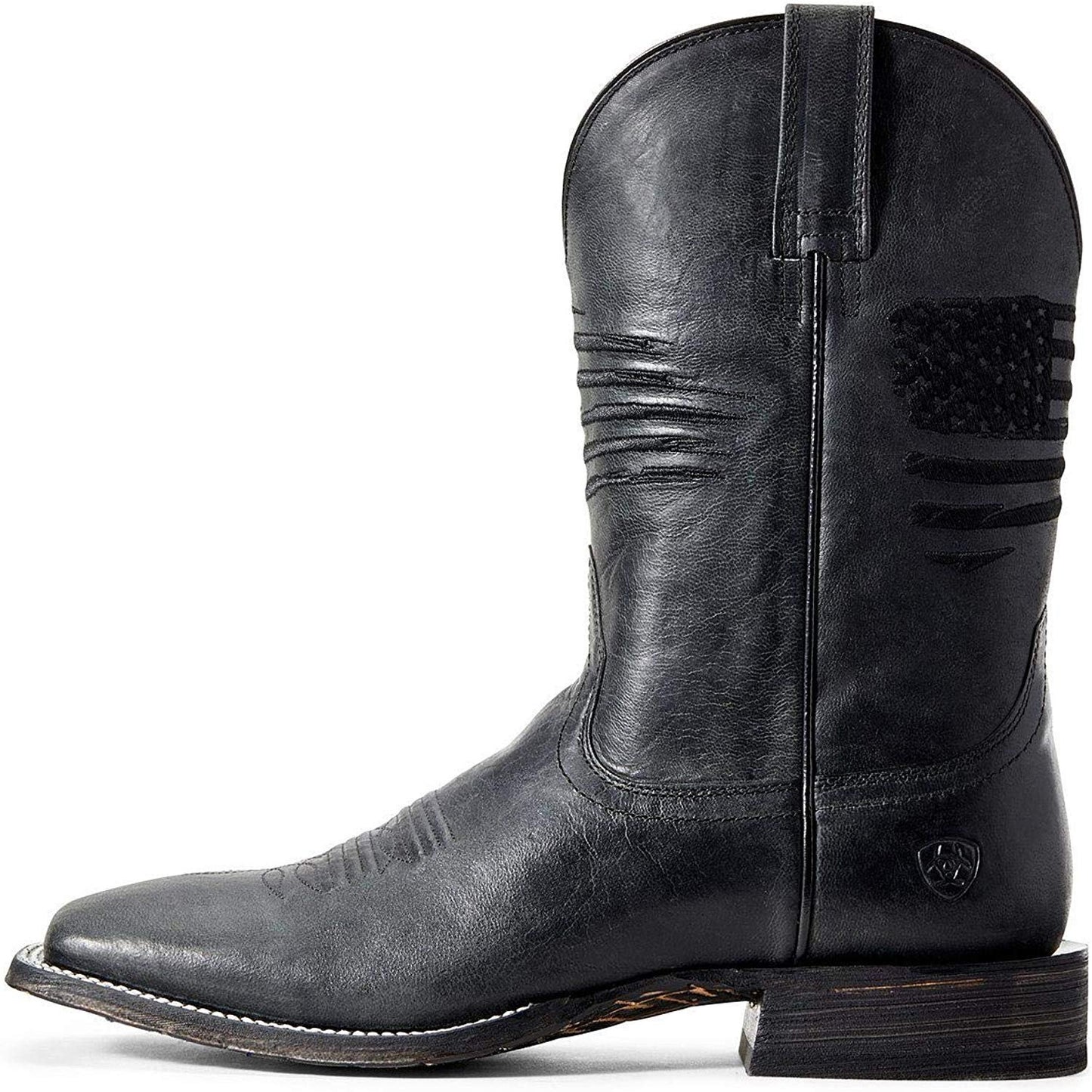 Side Profile of Ariat Men's Circuit Patriot Cowboy Boot in Black
