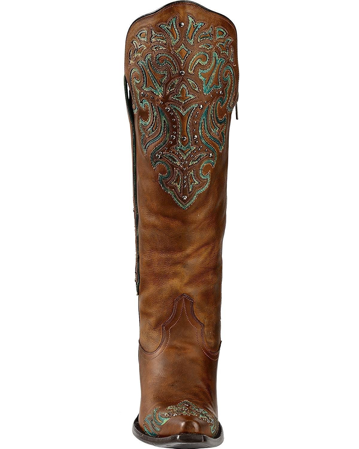 Front View of Corral Boots Women's Turquoise Underlay Tall Snip Toe Western Boot