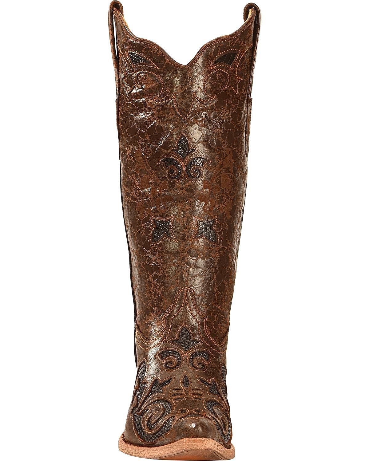 Front View of Corral Boots Women's Lizard Inlay Pointed Toe Western Boot