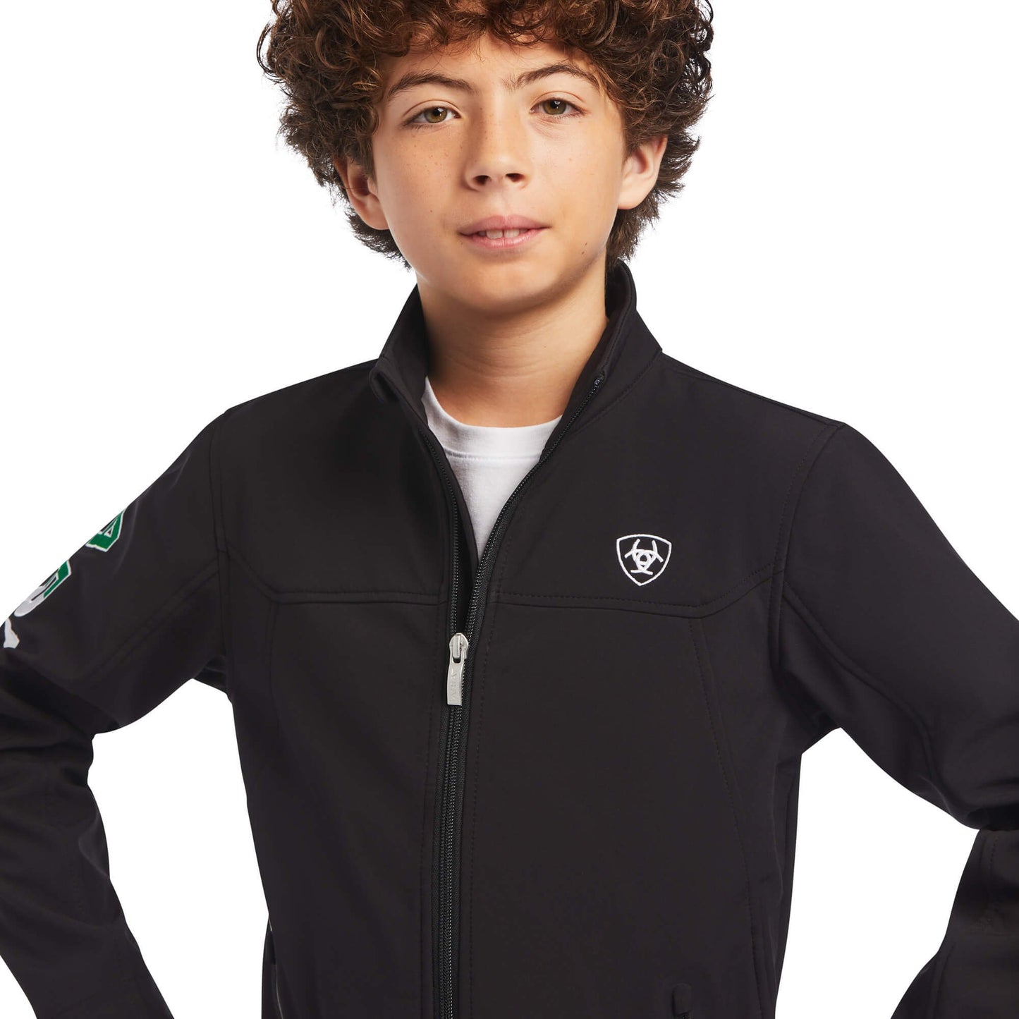 Alternate Front View of Ariat Kids' New Team Softshell MEXICO Jacket