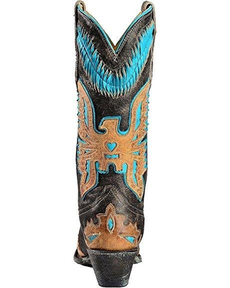 Back View of Corral Boots Women's Eagle Overlay Snip Toe Western Boot