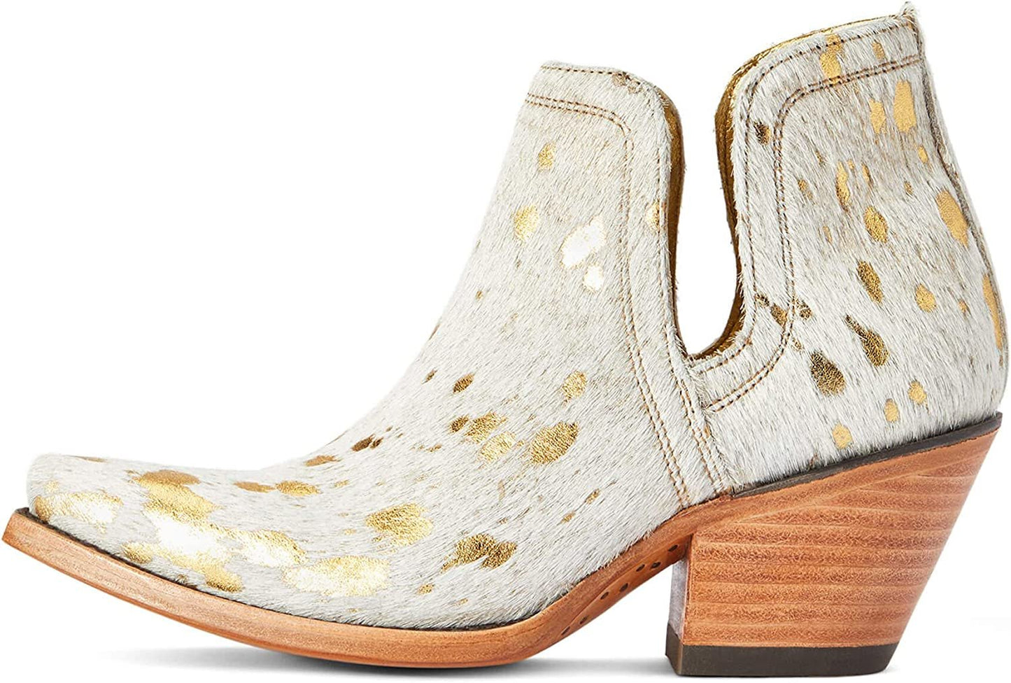 Side Profile of Ariat Women's Dixon Haircalf Western Boot in White Metallic Hair On