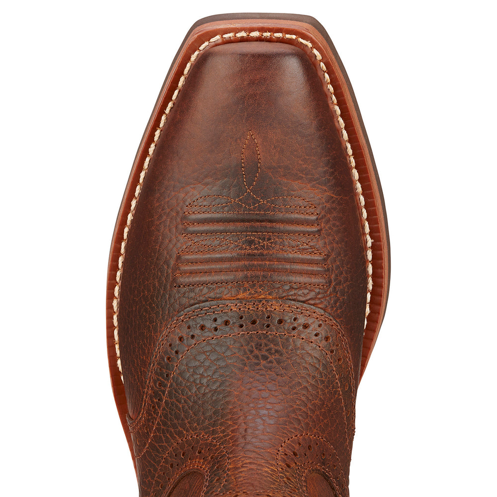 
                  
                    Toe Box of Ariat Men's Heritage Roughstock Square Toe Cowboy Boot in Brown Oiled Rowdy
                  
                