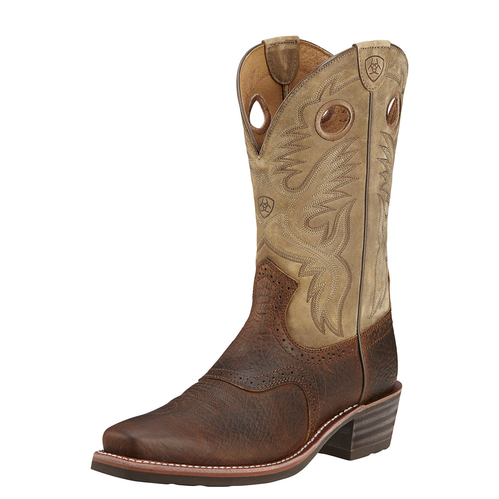 
                  
                    Ariat Men's Heritage Roughstock Square Toe Cowboy Boot in Earth/Brown Bomber
                  
                