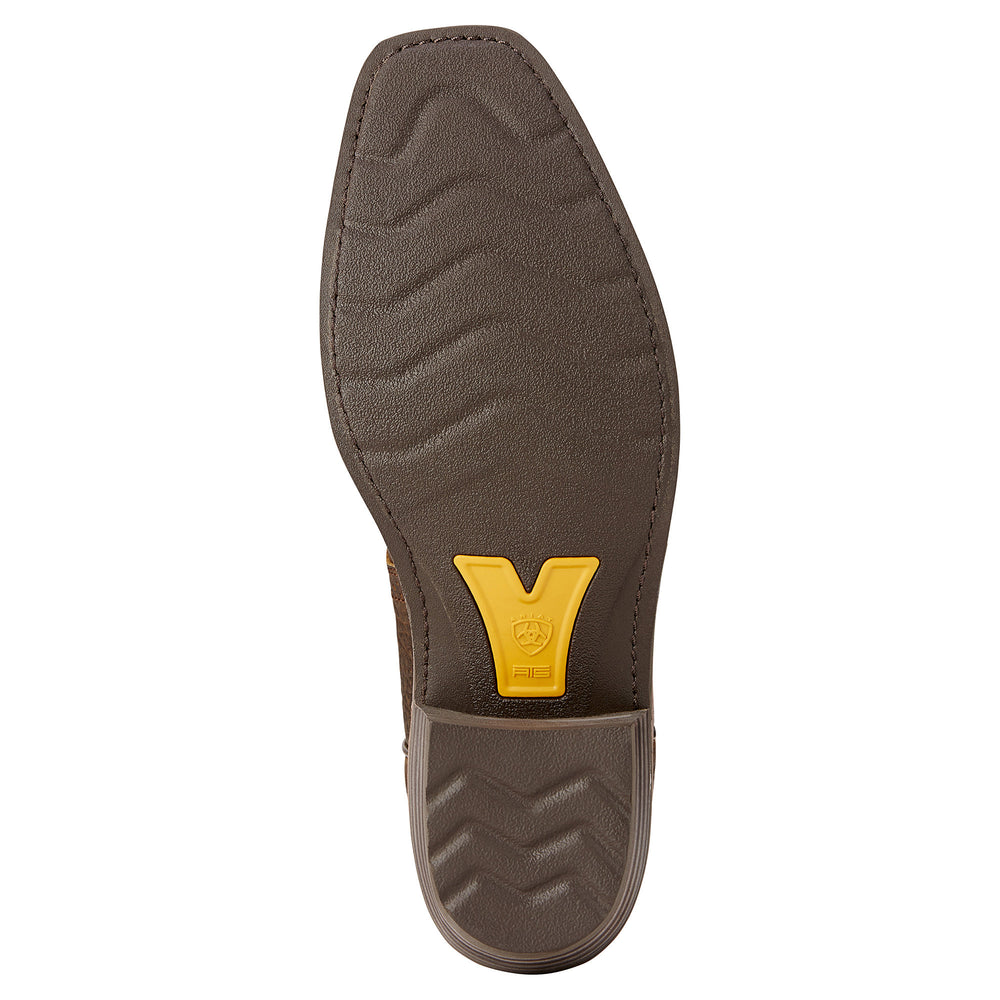 
                  
                    Outsole of Ariat Men's Heritage Roughstock Square Toe Cowboy Boot in Earth/Brown Bomber
                  
                
