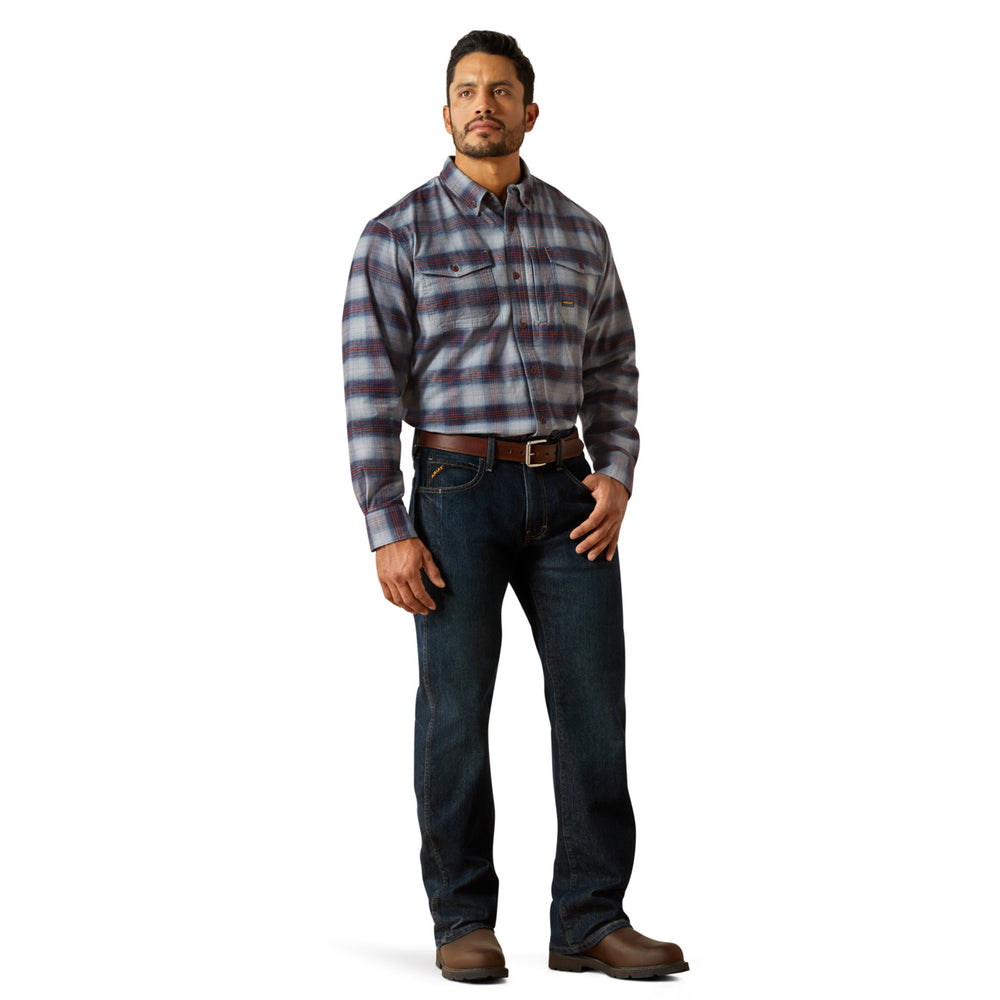 
                  
                    Man Wearing Ariat Men's Rebar M5 Straight DuraStretch Edge Stackable Straight Leg Jeans
                  
                
