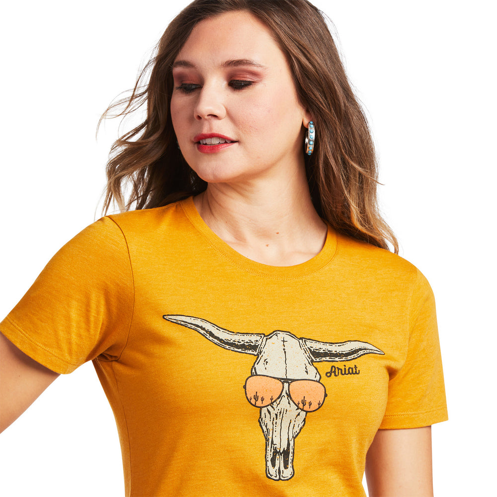 
                  
                    Close-up of Graphic Print on Ariat Women's Sunglass Skull T-Shirt
                  
                