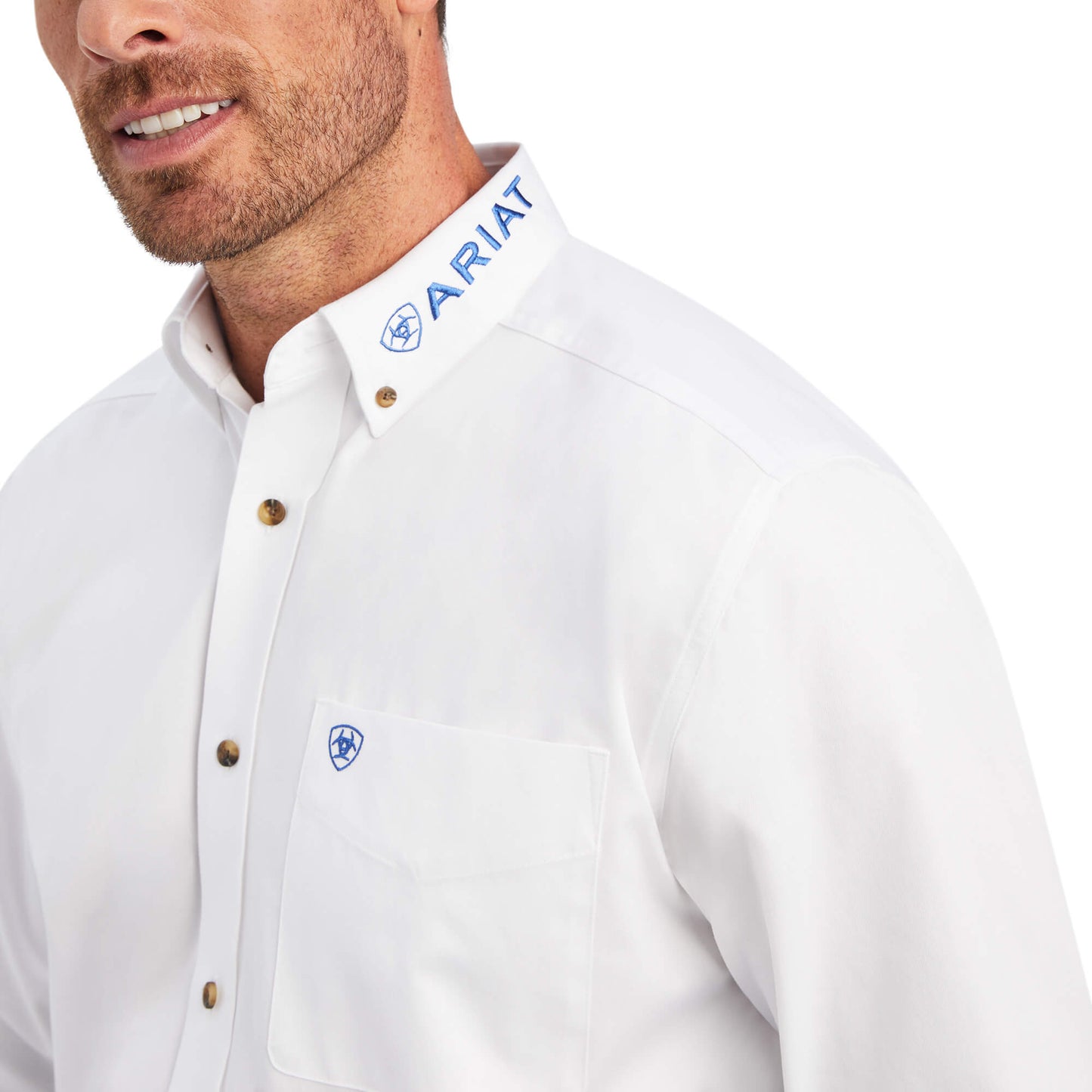 Close-up of Ariat Men's Team Logo Twill Classic Fit Shirt