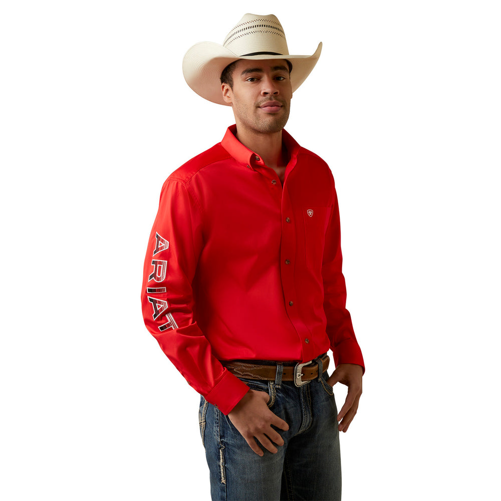 
                  
                    Cowboy Wearing Red Ariat Men's Team Logo Twill Classic Fit Button Down Shirt
                  
                
