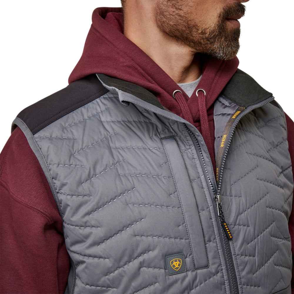 
                  
                    Close-up of Ariat Men's Rebar Cloud 9 Insulated Vest in Rebar Grey
                  
                