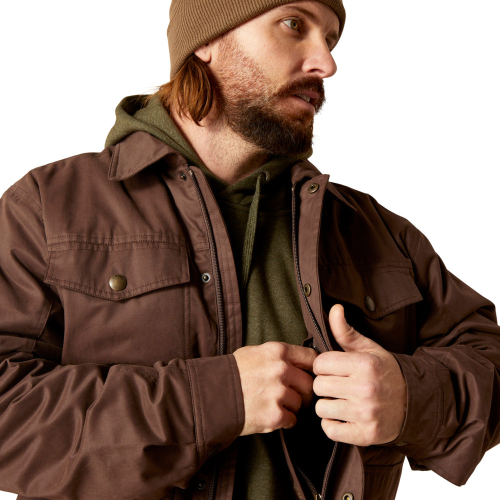 
                  
                    Close-up of Ariat Men's Grizzly 2.0 Canvas Conceal and Carry Jacket in Bracken
                  
                