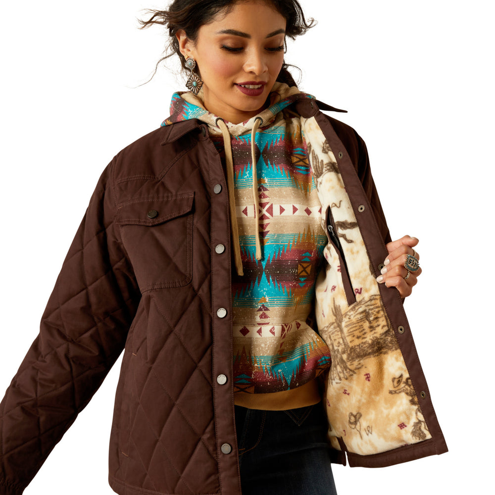 
                  
                    Lining of Ariat Women's Grizzly Quilted Barn Jacket in Mole
                  
                