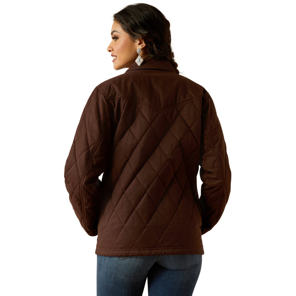 
                  
                    Back of Ariat Women's Grizzly Quilted Barn Jacket in Mole
                  
                