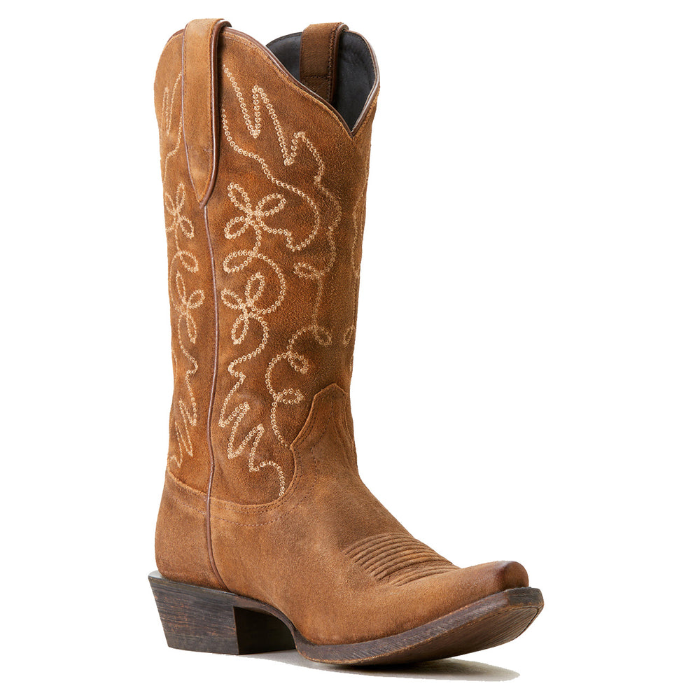 
                  
                    Front Angled View of Ariat Women's Jukebox Western Boot in Dark Ginger Suede
                  
                