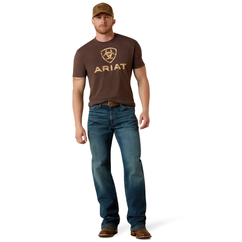 Man Wearing Ariat Men's M4 Low Rise Bootcut Jeans, Kilroy