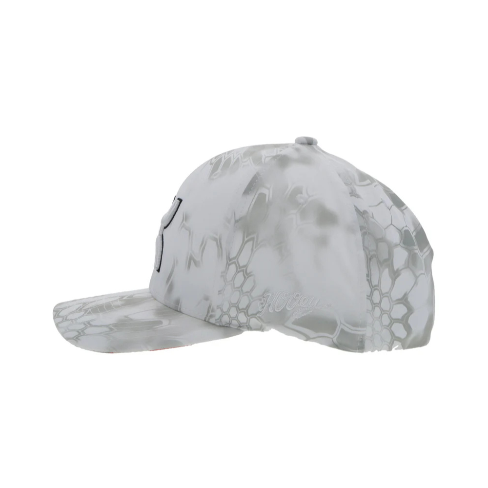 Side profile of Hooey Men's Chris Kyle White Camo Flexifit Hat