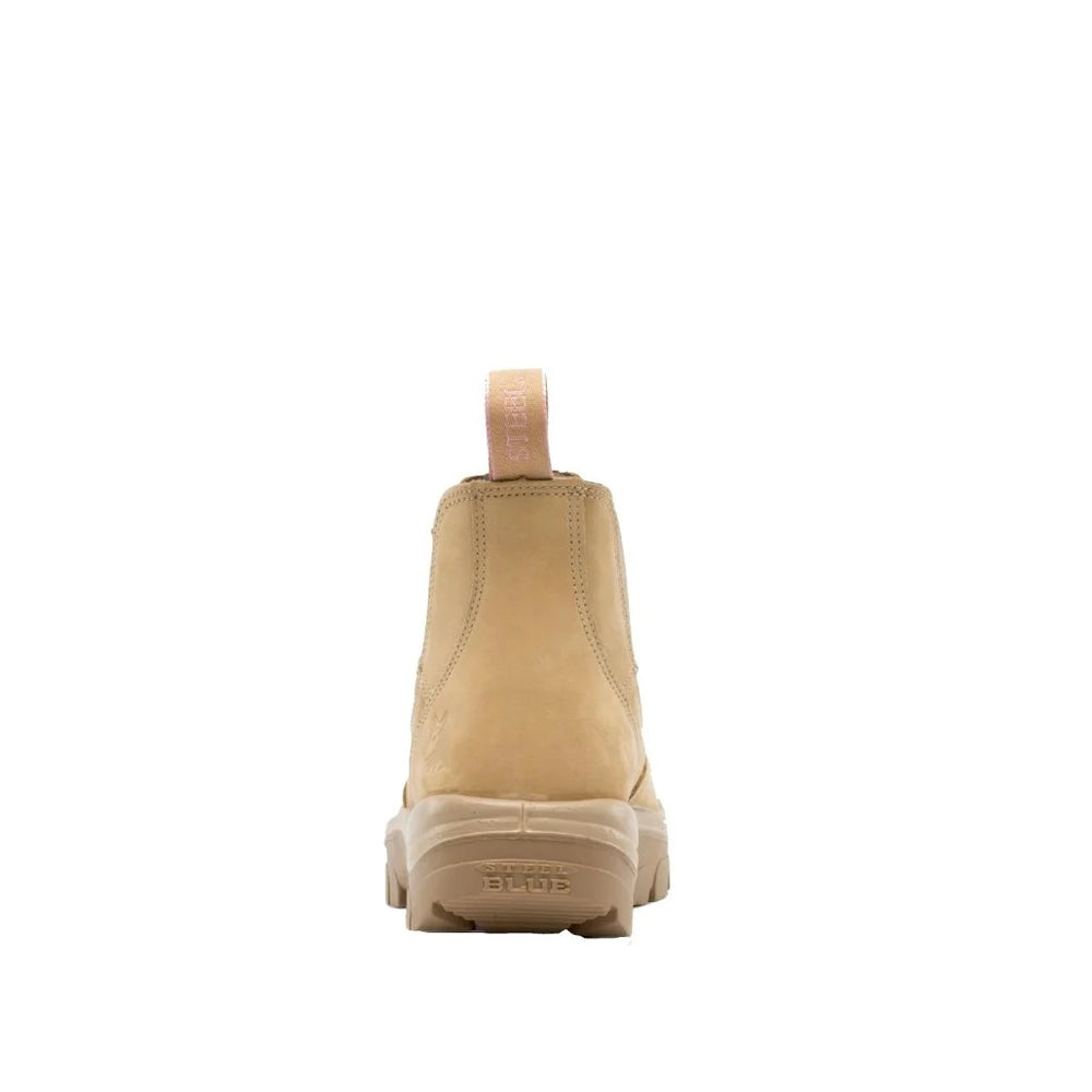 
                  
                    Back of Steel Blue Hobart Ladies Pull-On Work Boot in Sand
                  
                