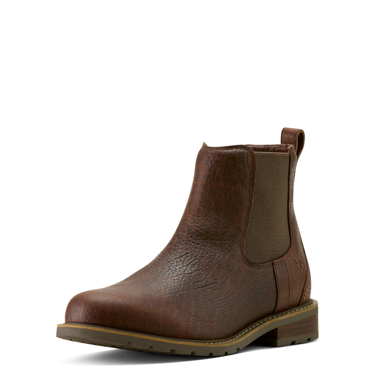 Brown leather boot on a white background