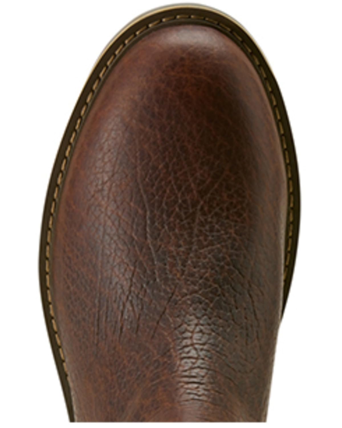 Close-up of a brown leather boot sole on a white background