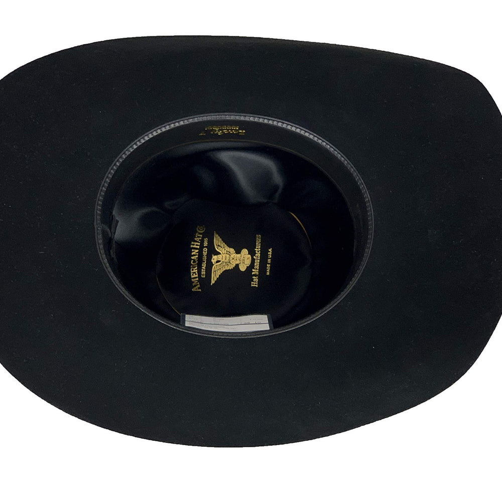 
                  
                    Black cowboy hat with brand logo on a white background
                  
                
