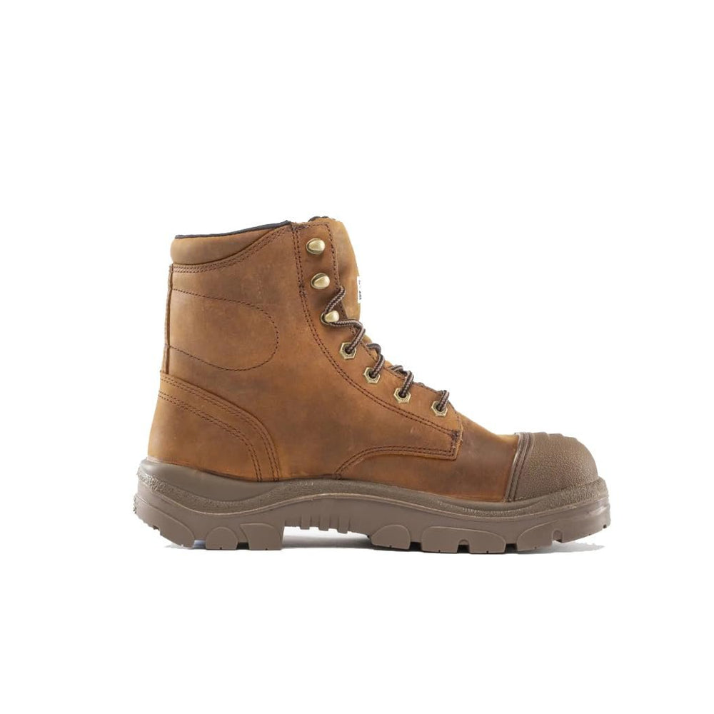 
                  
                    Brown work boot on a white background
                  
                