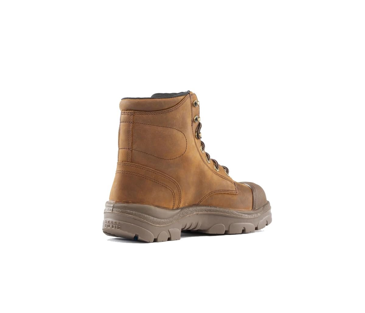 Brown leather boot on a white background