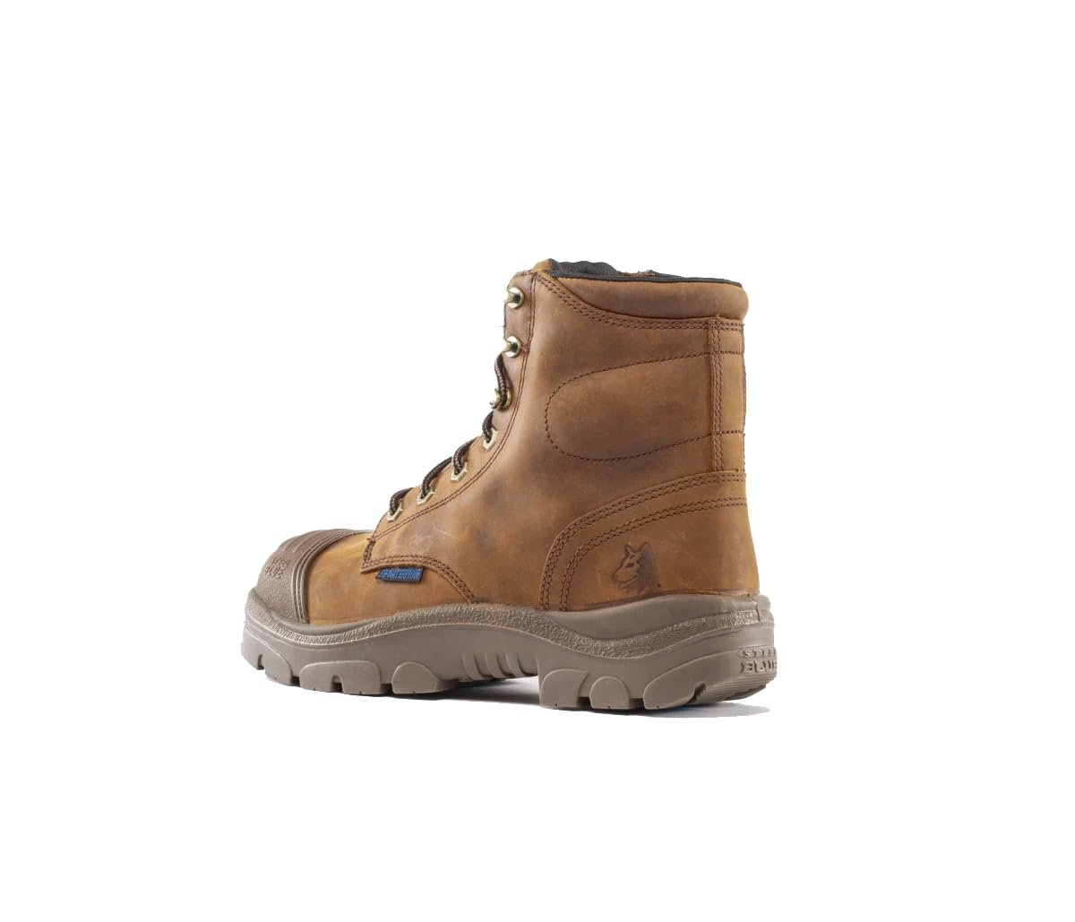 Brown leather boot on a white background