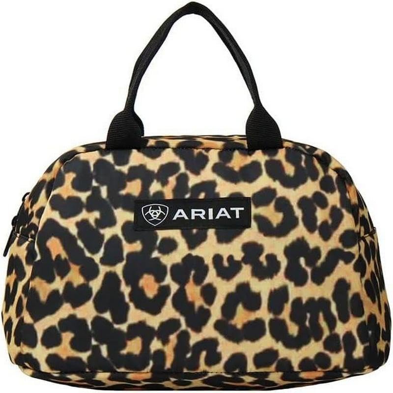 Leopard print bag with Ariat logo on a white background
