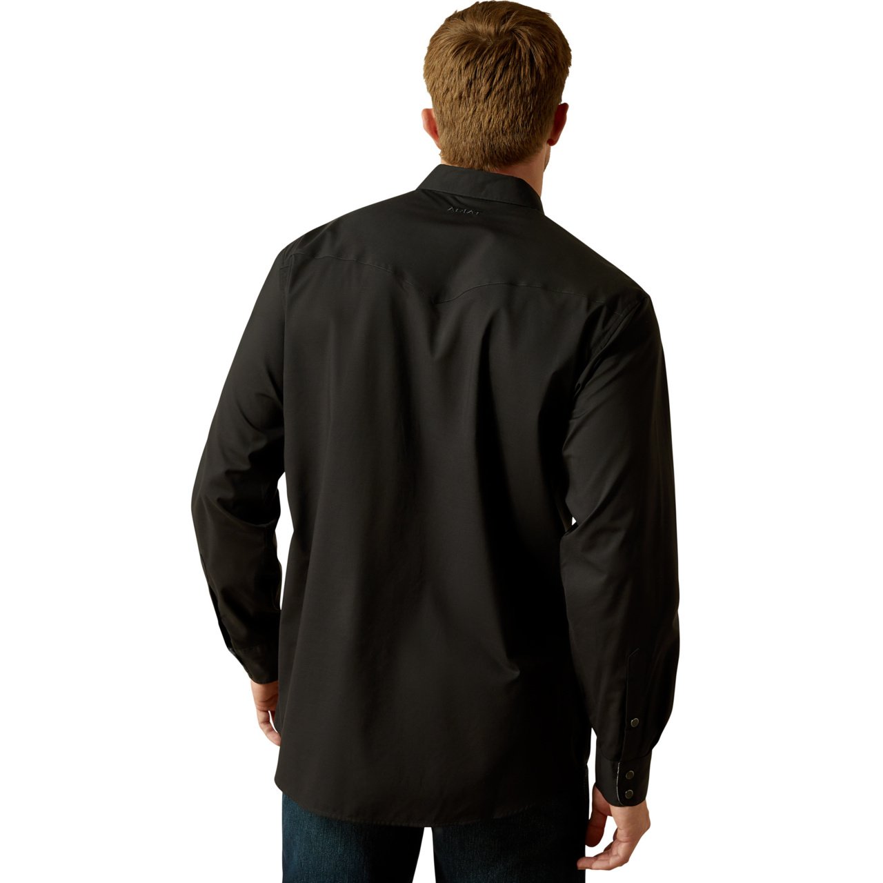 Man wearing a black shirt on a white background