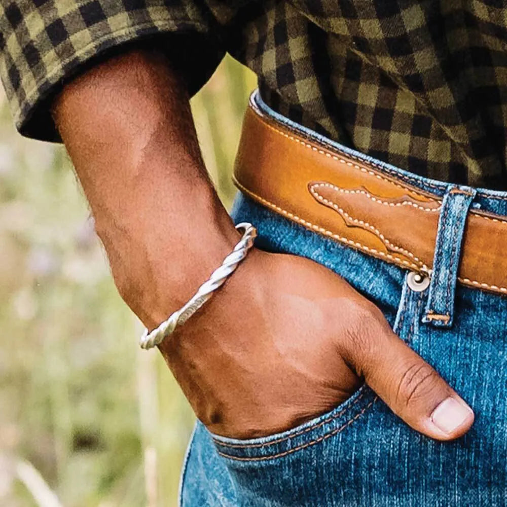 
                  
                    Man Wearing Montana Silversmiths Men's Solstice Cuff Bracelet
                  
                