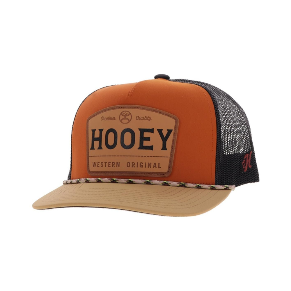 HOOEY 5-Panel Trucker Hat with Patch, Orange/Black