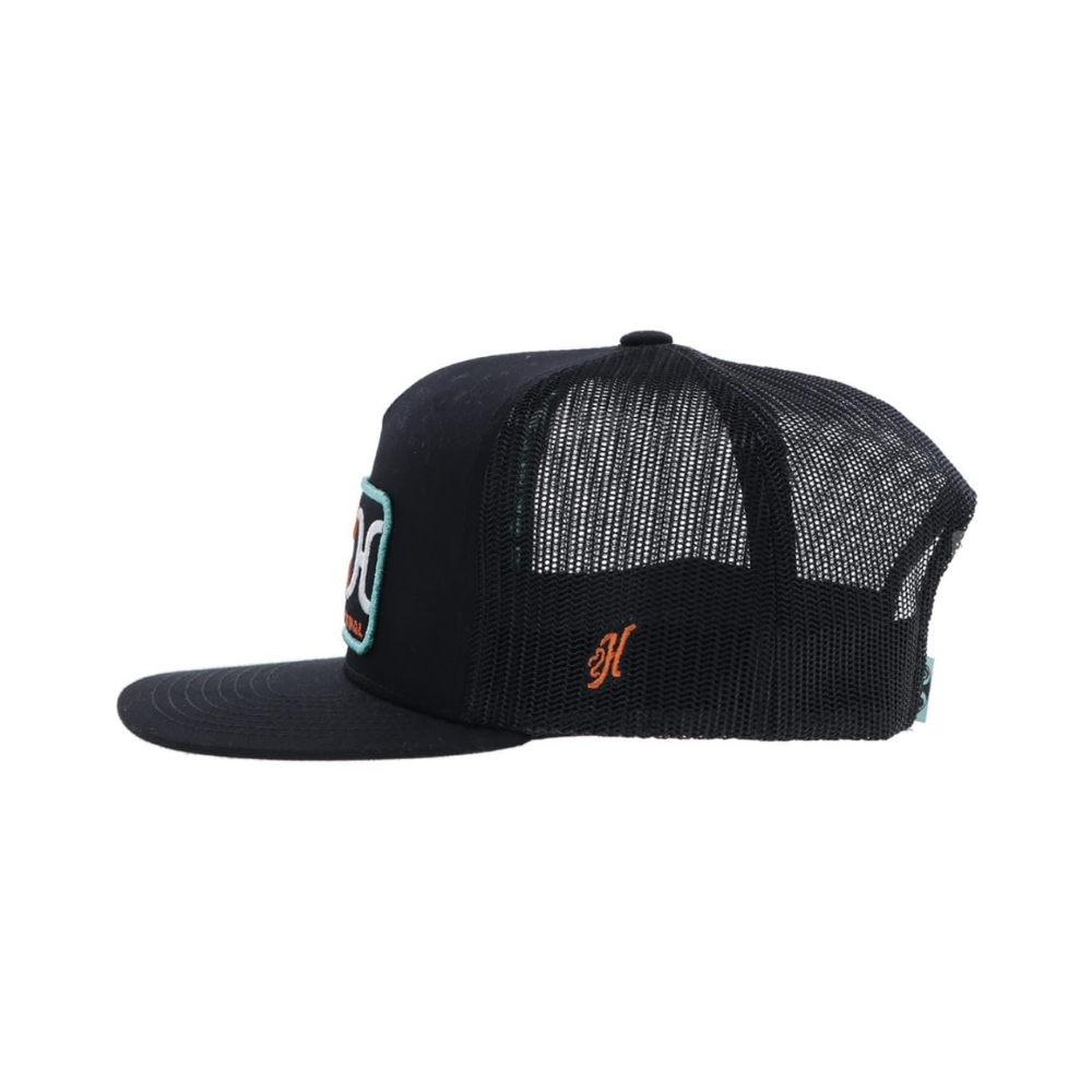 HOOEY Loop 5-Panel Patch Trucker Hat, Black/Turquoise