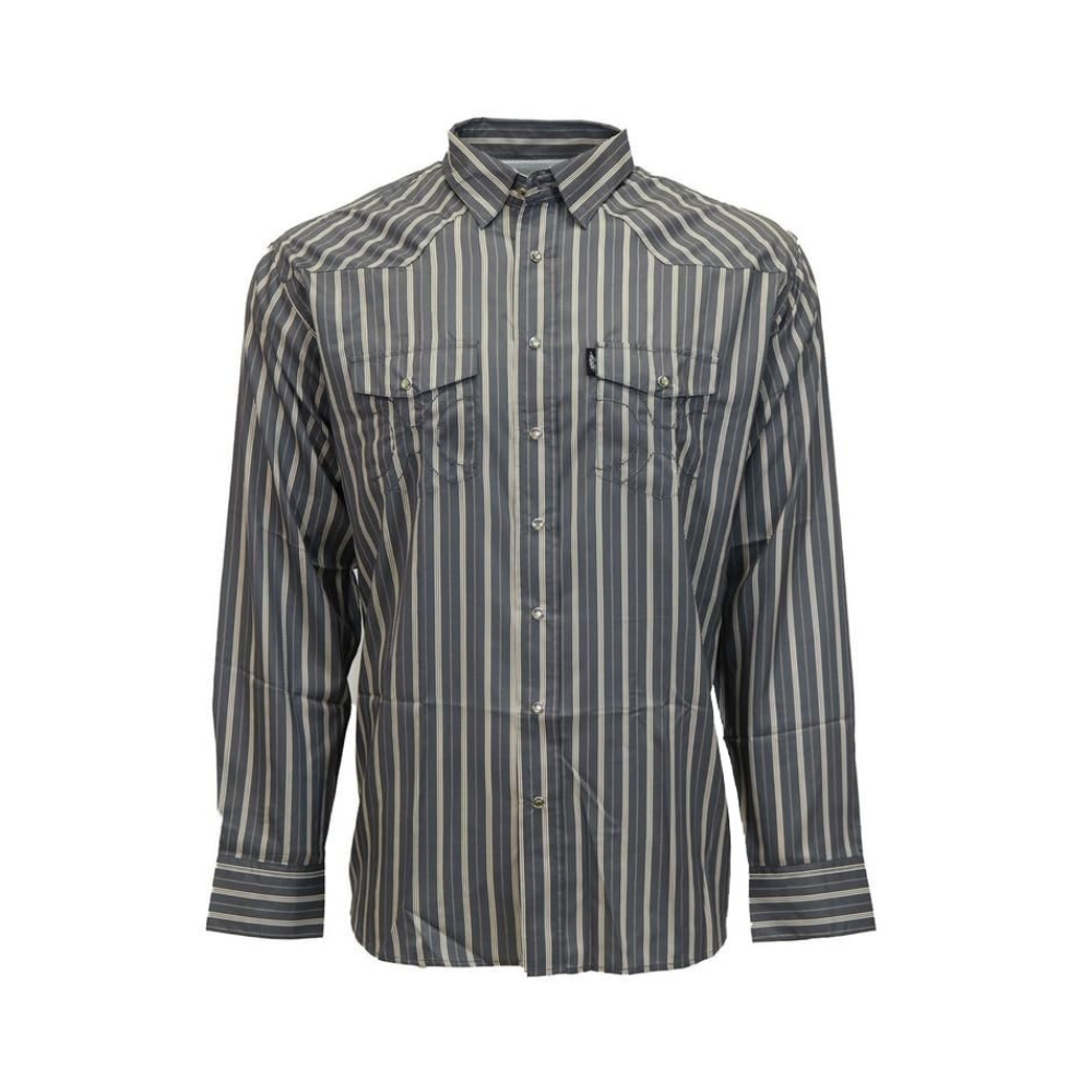 
                  
                    HOOEY Men's Sol Long Sleeve Pearl Snap Shirt Grey/White Pinstripe
                  
                